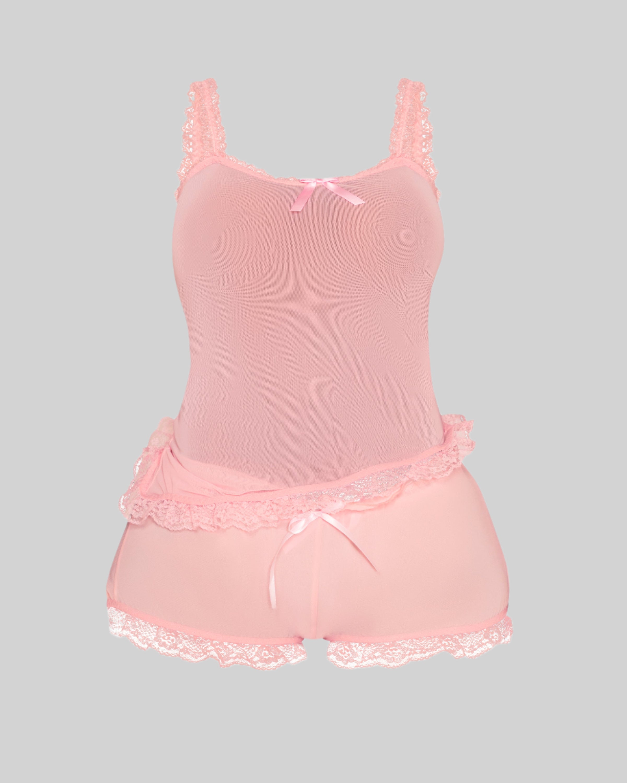 LOVE ME NOT SCALLOPED MESH TOP (BABY PINK)