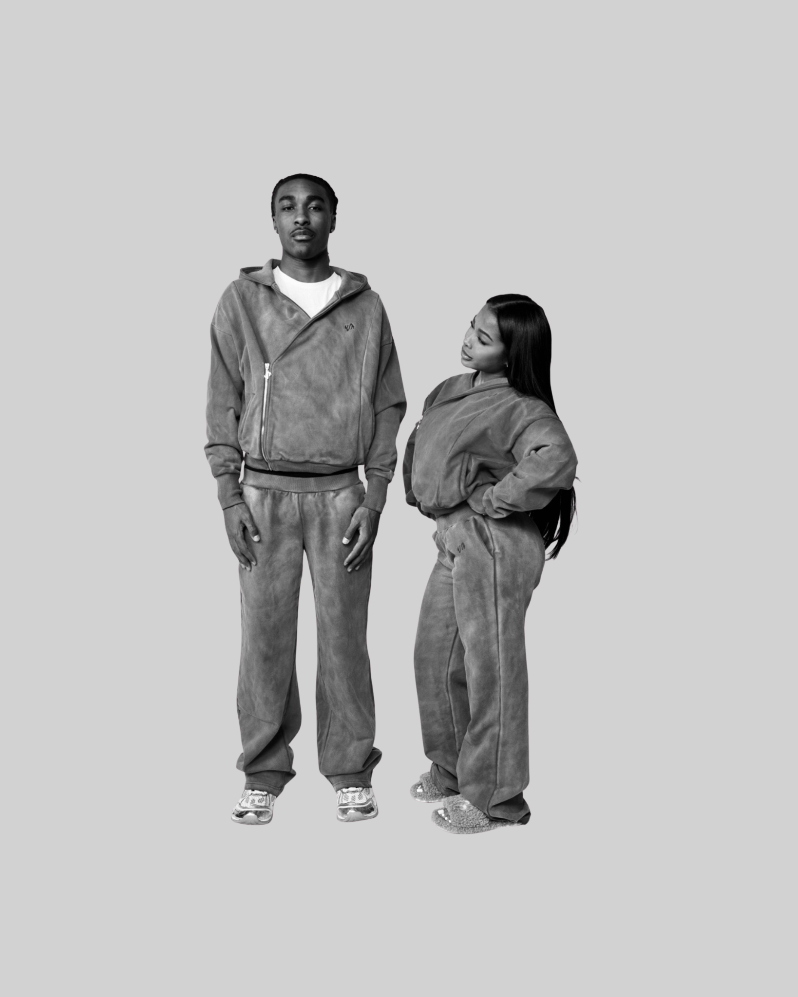 UNISEX ASYMMETRICAL ACID WASH ZIP UP JACKET - BLACK [FINAL SALE]