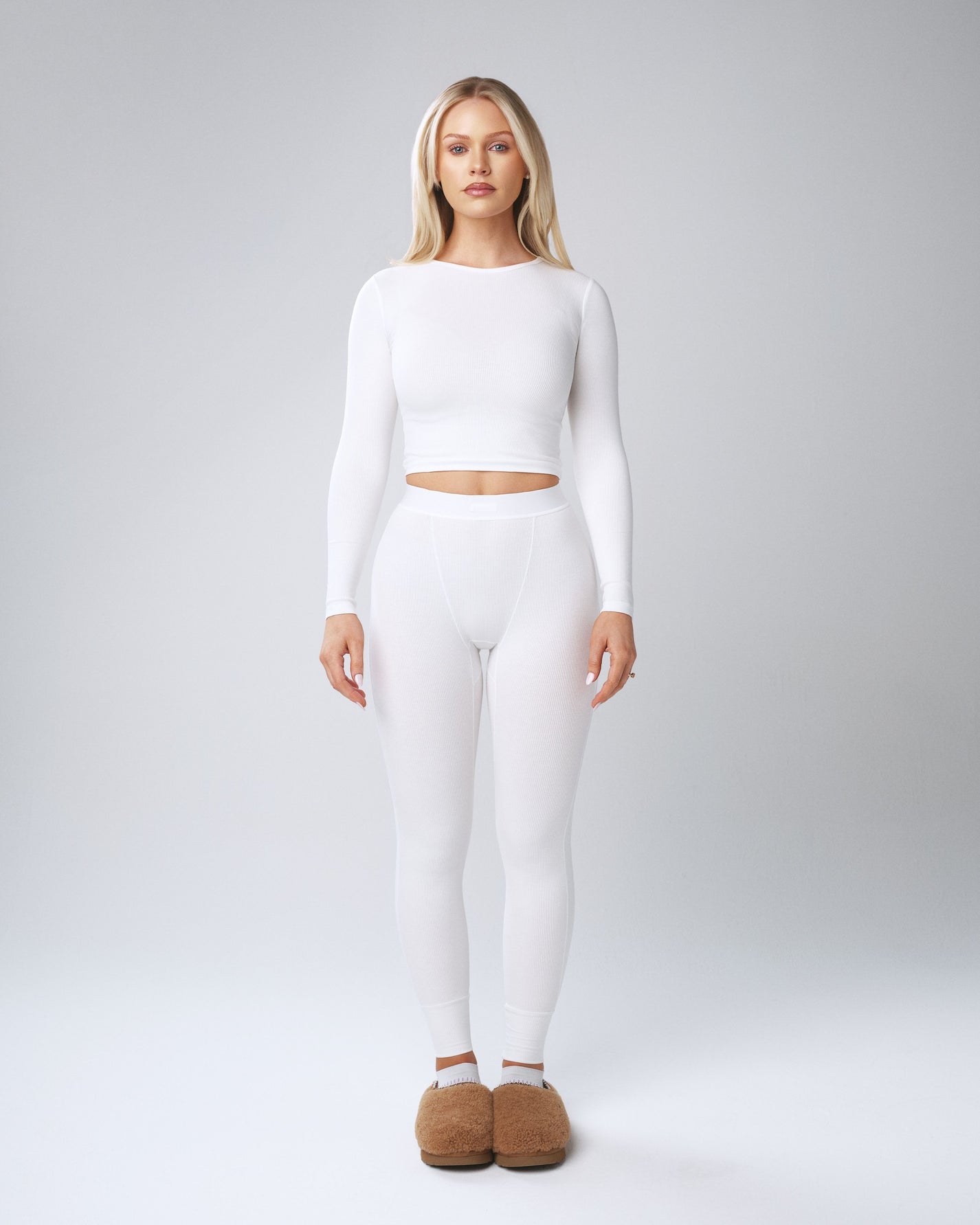 BASICS RIBBED SCULPT LEGGINGS (WHITE)
