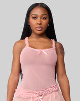 LOVE ME NOT SCALLOPED MESH TOP (BABY PINK) thumbnail 1