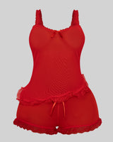 LOVE ME NOT SCALLOPED MESH TOP (CHERRY) thumbnail 5