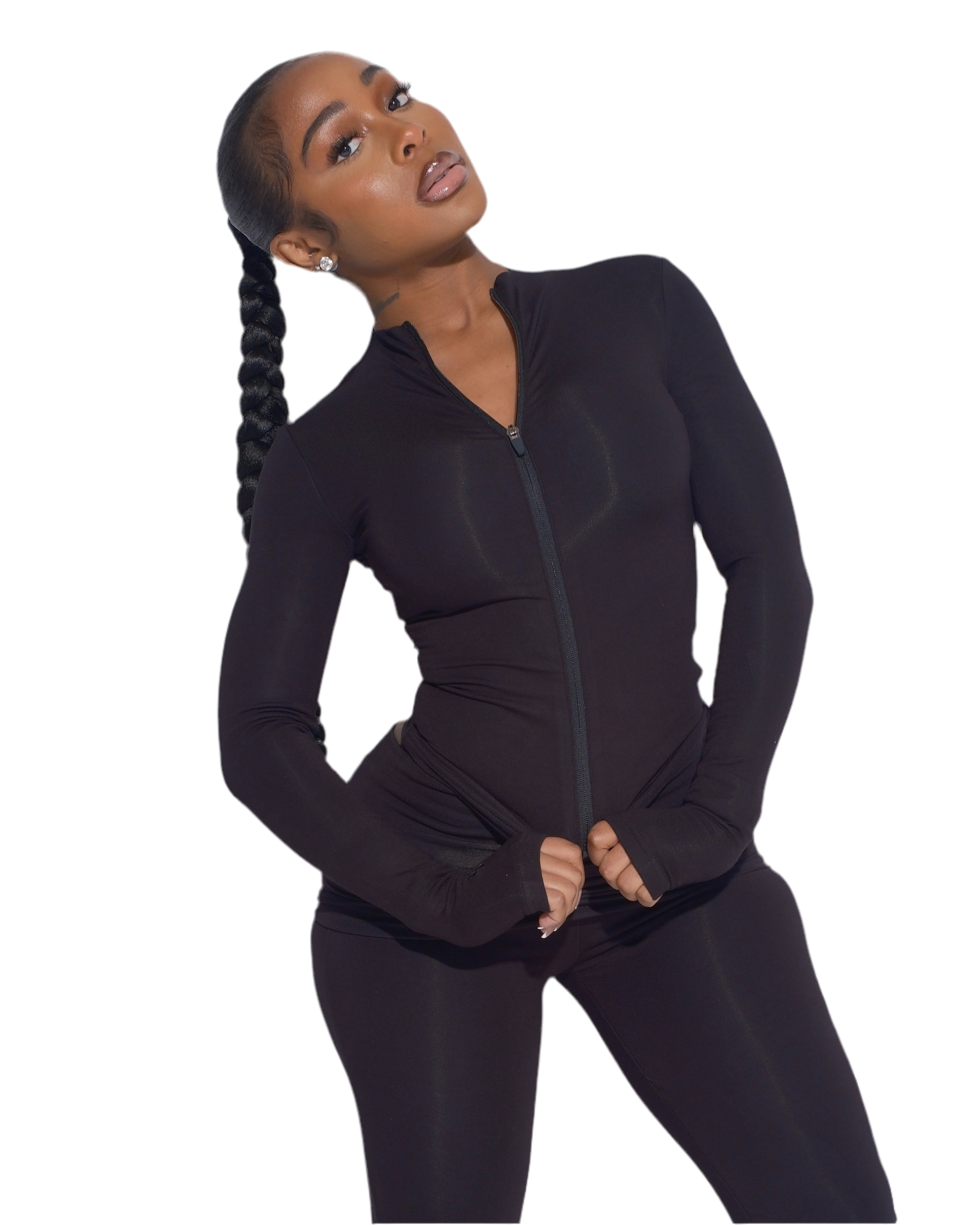 SEAMLESS ZIP UP JACKET (BLACK)