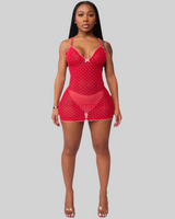 BUSTIER NIGHT CAP MINI DRESS (CHERRY) thumbnail 1