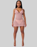 BUSTIER NIGHT CAP MINI DRESS (BABY PINK) thumbnail 1