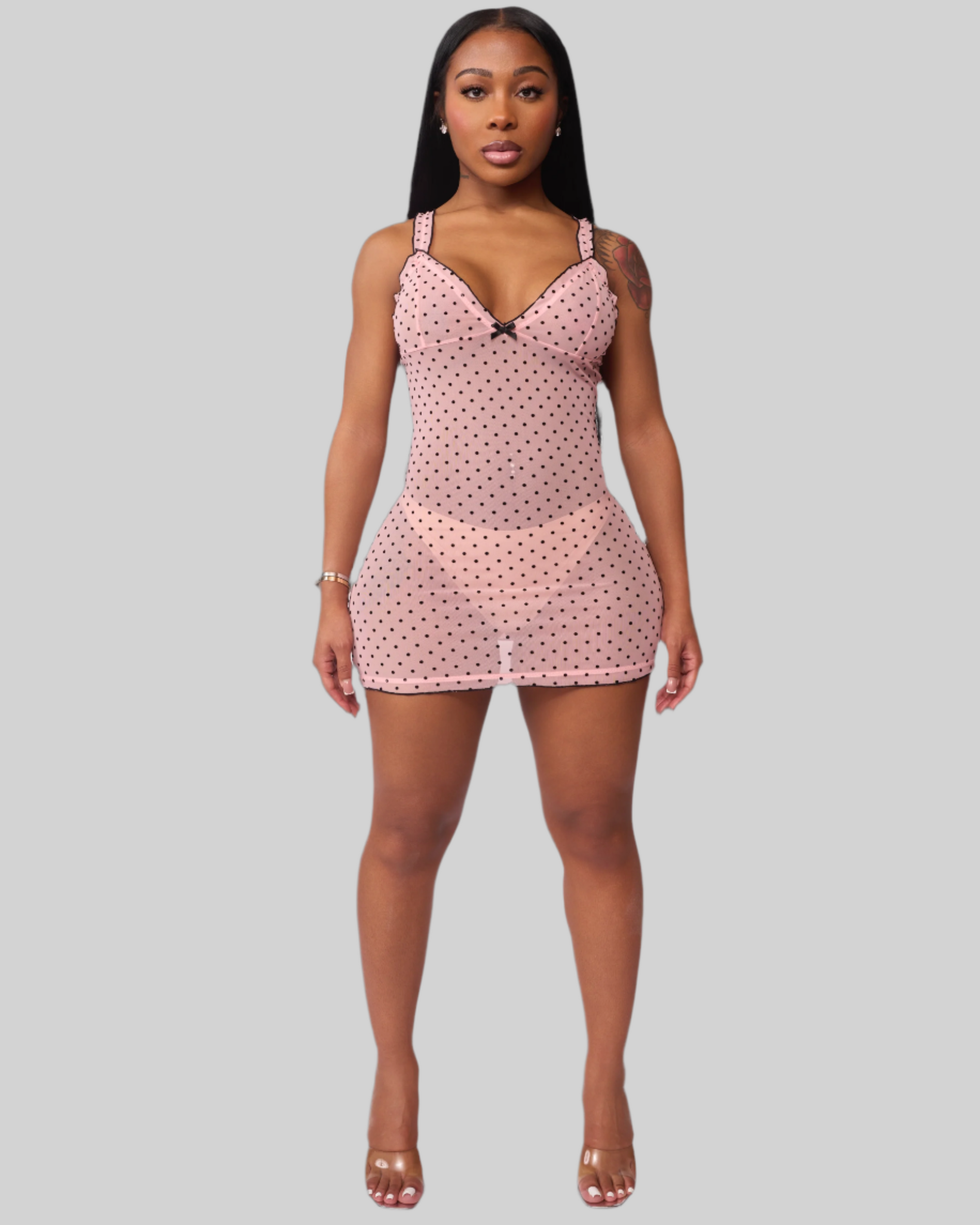 BUSTIER NIGHT CAP MINI DRESS (BABY PINK)