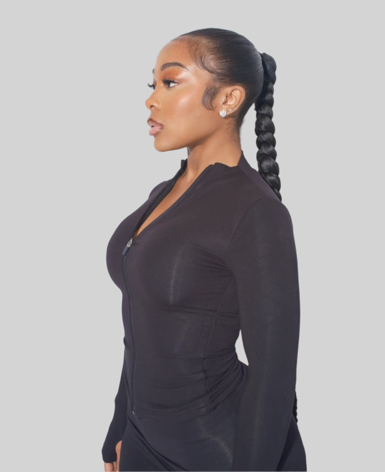 SEAMLESS ZIP UP JACKET (BLACK) [FINAL SALE]