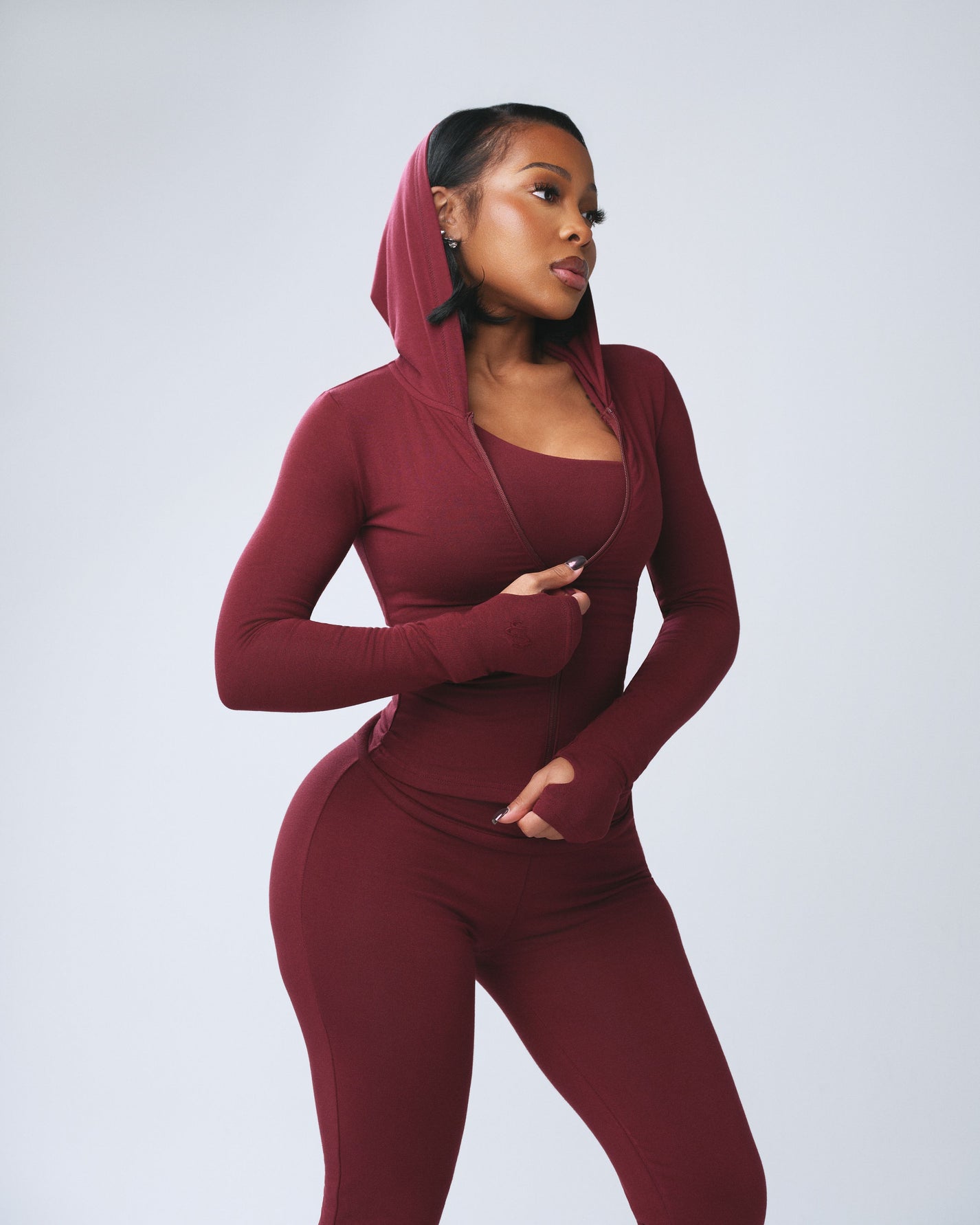 BASICS SEAMLESS ZIP UP JACKET (BURGUNDY)