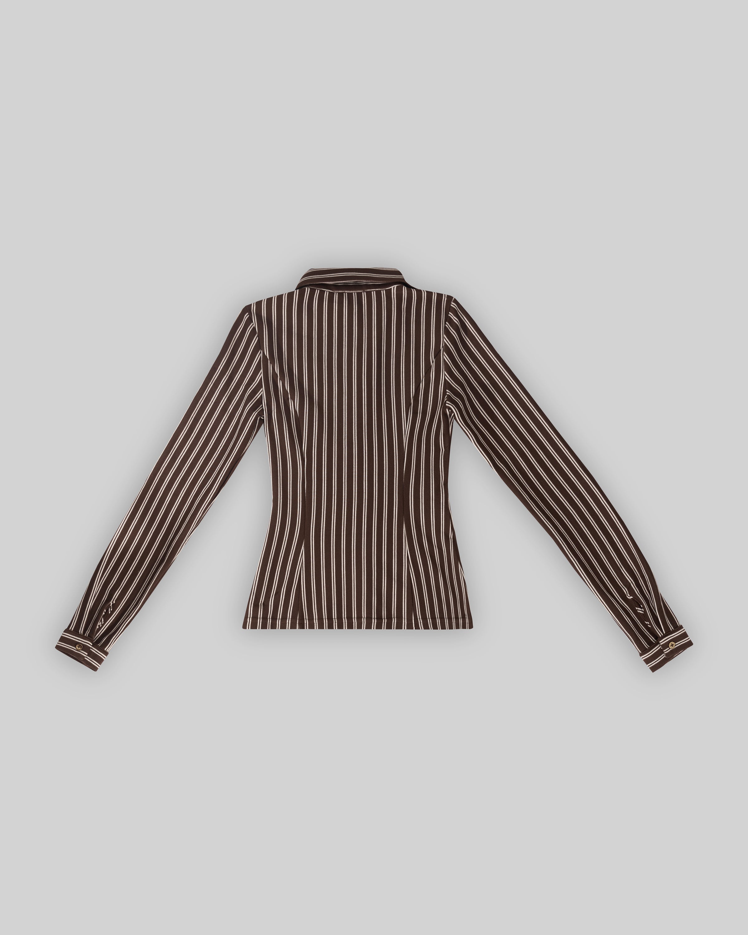 STRIPED V BUTTON TOP (ESPRESSO)