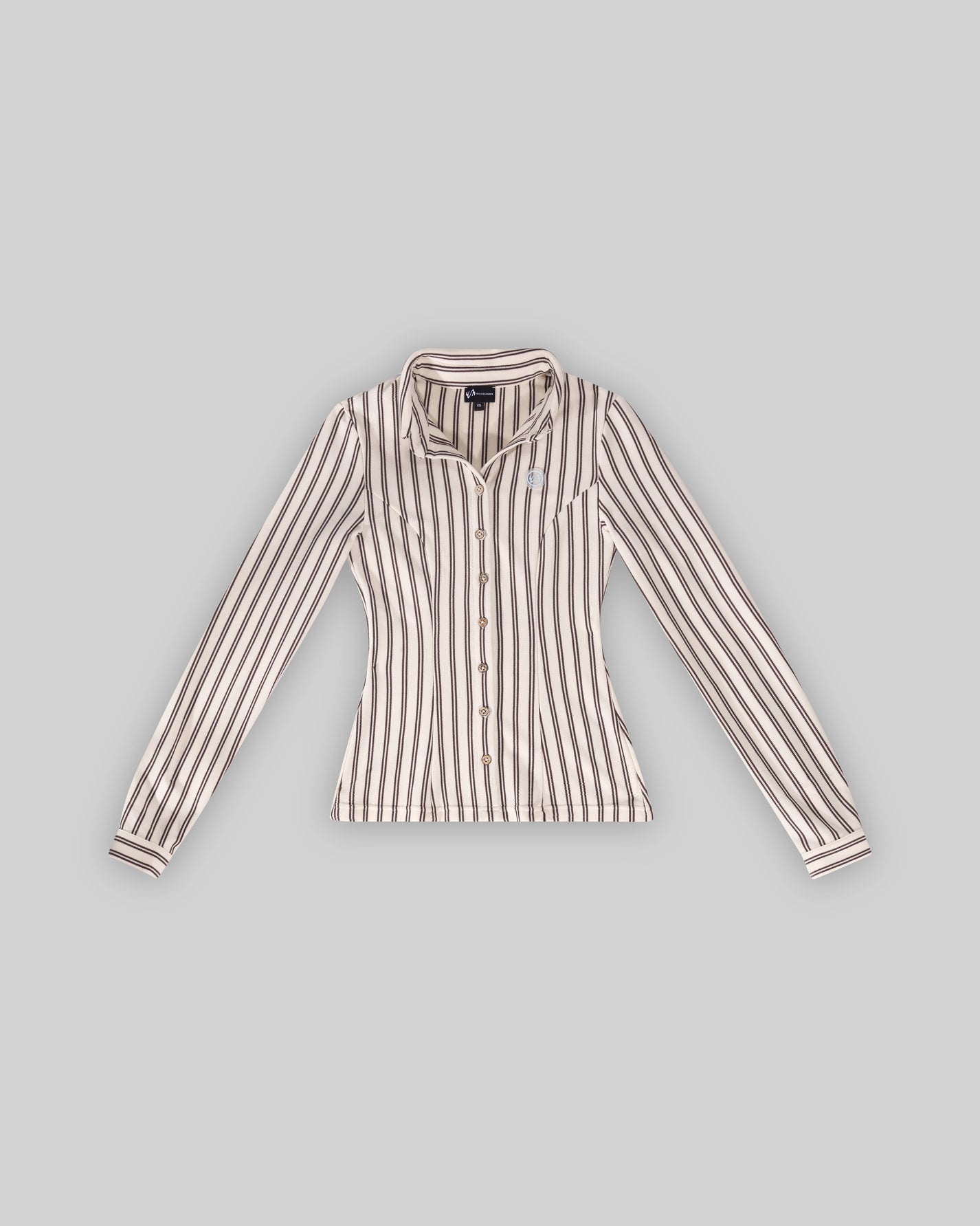 STRIPED V BUTTON TOP (VANILLA)