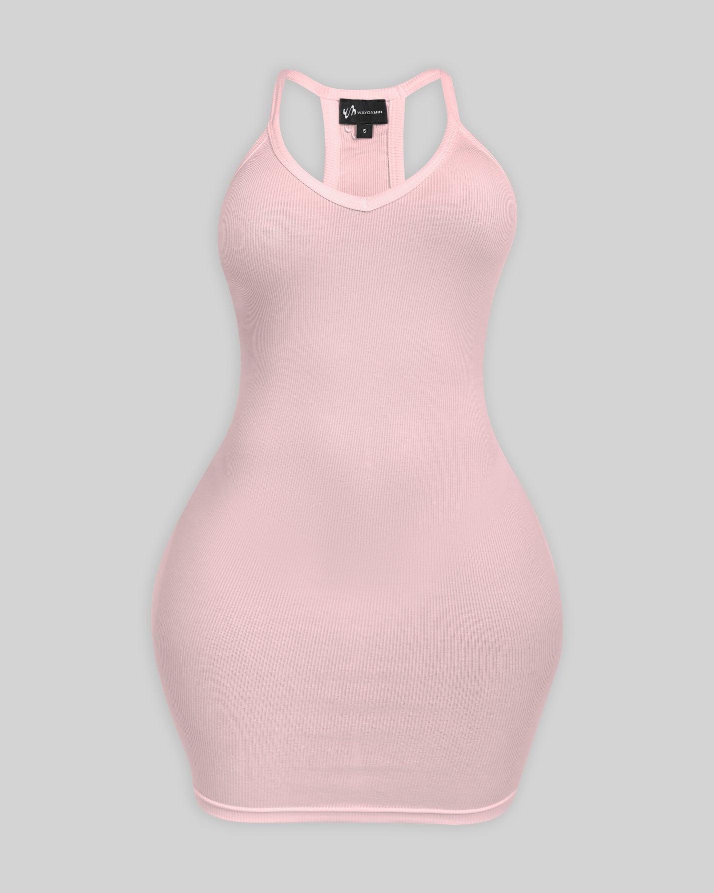 BASICS RIBBED TANK MINI DRESS (BABY PINK)